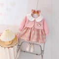 【dropshipping】baby girl dress  new stylish children's princess dress plaid kitten pattern princess dress