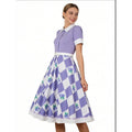 Amazon fashion retro short sleeve printing dress women  summer new arrival silmslimming look skirt