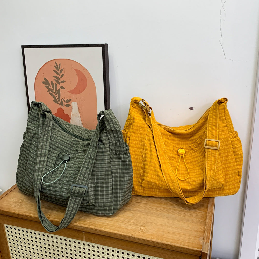 Large capacity bag women's fashionplaidnew arrivalk-stylecasual shoulder crossbody bag cloth bag work clothing dumpling bag