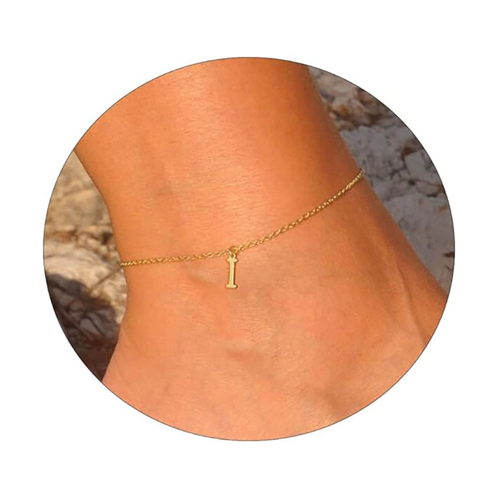 Amazon's new casual14k gold-plated waterproofletter compact 26 english letter women's anklet