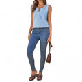 Amazon sleeveless v-neck linen shirt -  summer new arrival - lace bohemian style vacation tank top