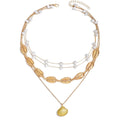 Wholesale seashell necklaces - cross-border, light luxury, high-end summer metal pendant women's fashion multi-layer vacation style choker necklace