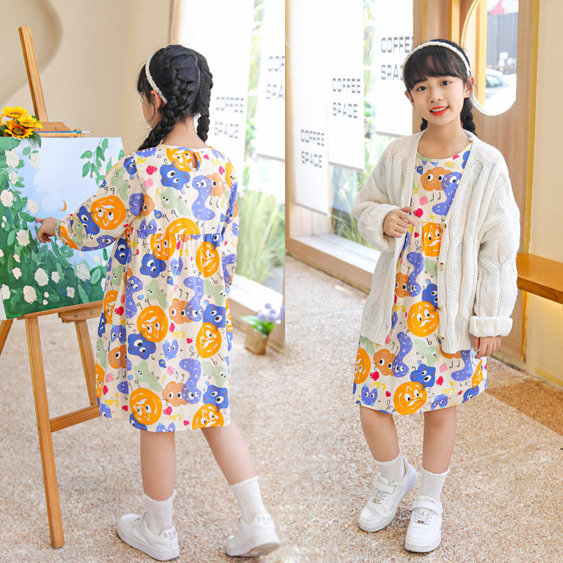 Girls' autumn dresses: simple spring/autumn dresses for toddlers and young children, korean style princess dresses, baby dresses for autumn and winter