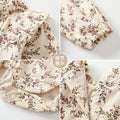 Baby romper  spring/autumn new collection - country style red floral print bodysuit with lace collar