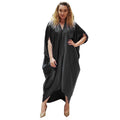Glossy silky satinloosev neck bat sleeve mid-sleeve plaidfashion long skirt dress cross-border supply