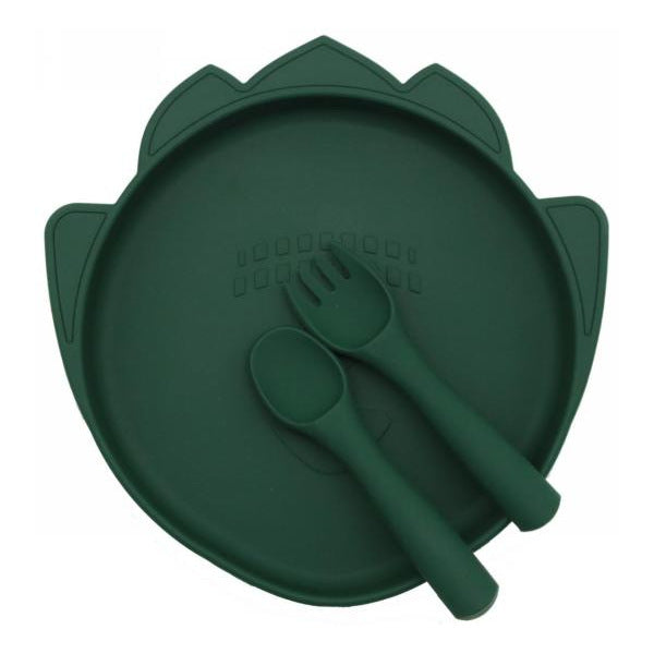 Factory wholesale baby suction cup dinner plate creative kindergarten anti-drop food grade silicone fork and spoon set silicone dinner plate