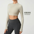 Women's yoga top - compression fit, sleeveless, no padding, long sleeve t-shirt, workout top, crop top for defined abs - daw173