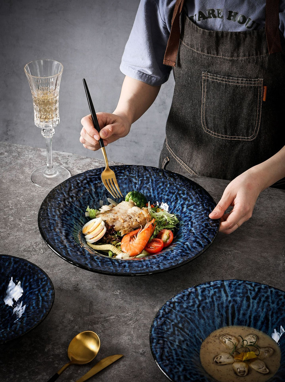 Japanese retro kiln-change high-value western food soup plate business hotel restaurant high-grade creative straw hat plate deep plate