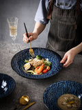 Japanese retro kiln-change high-value western food soup plate business hotel restaurant high-grade creative straw hat plate deep plate