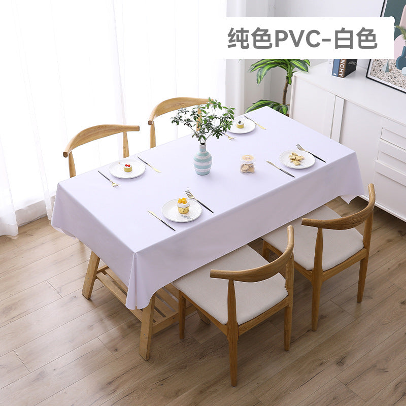 Solid color dining table tablecloth waterproof and oil-proof modern simple PVC tablecloth, leave-in coffee table table countertop cover wholesale