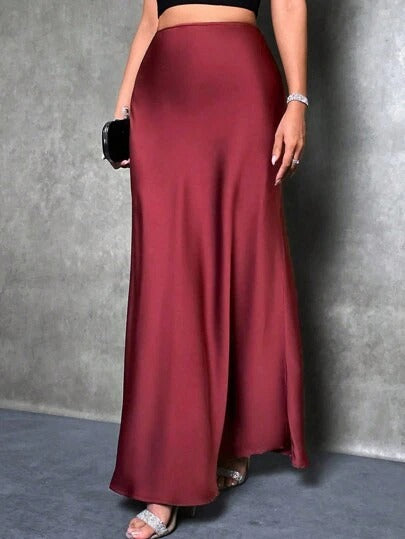 Export cross-border satin satin skirt spring and summer new arrivalfashion  casualartificial silk long skirt women's clothing