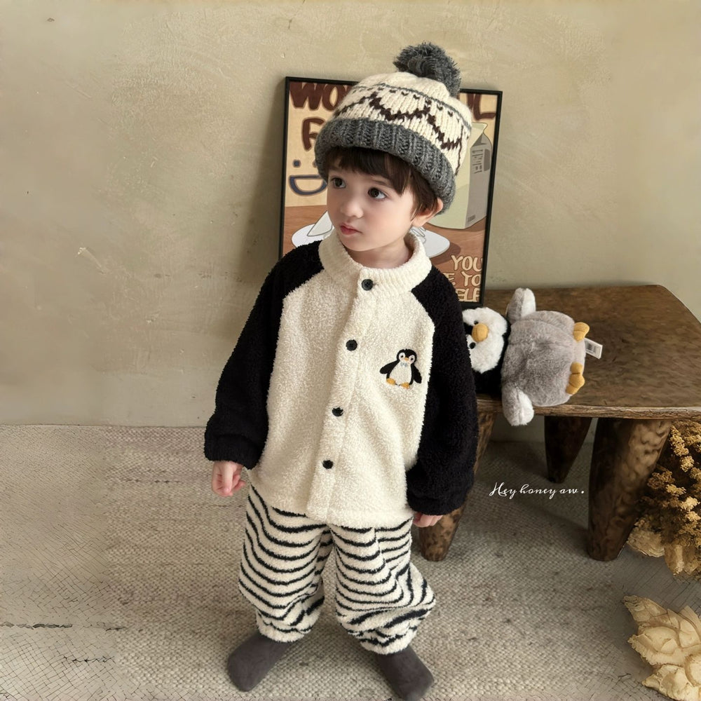 【matching family set】cartoon pajamas kids' half-fleece loungewear set  new autumn/winter thickened for boys and girls