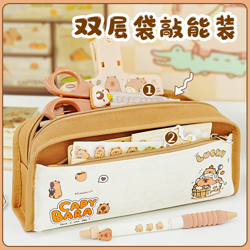 Large-capacity stationery bag wholesale, simple Oxford pencil case for junior high school students, cute pet ins style stationery case pencil case