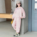 Girls' spring/autumn outfit set : korean style, new arrival, stylish cartoon hoodie and casual two-piece set for girls (mid-to-large size)
