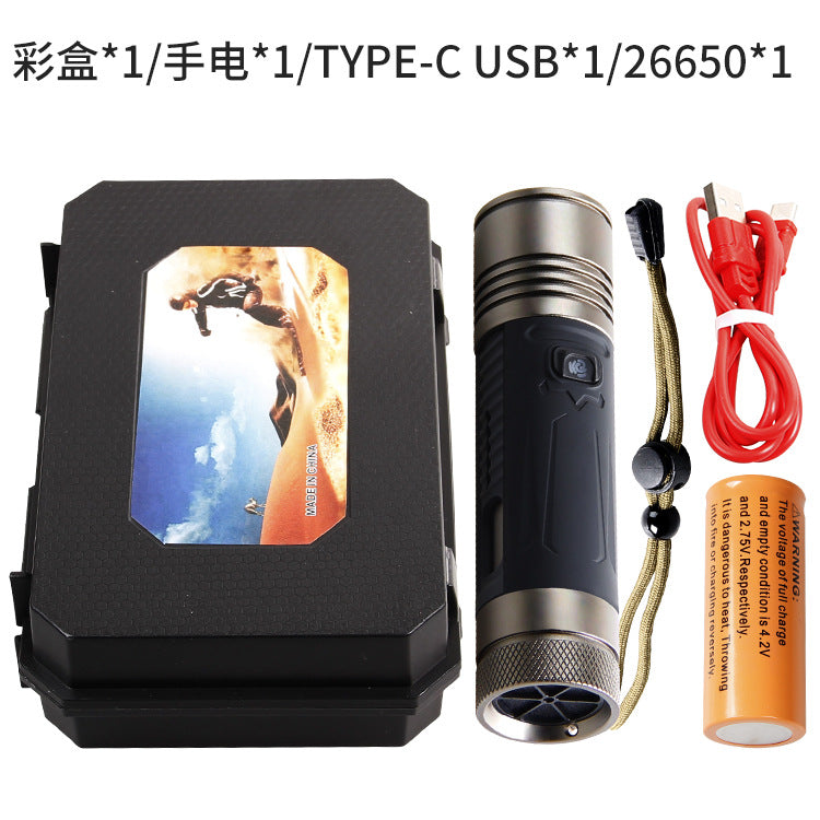 Cross-border new stepless strong light XHP360 electric display Type-C USB charging optical zoom outdoor flashlight