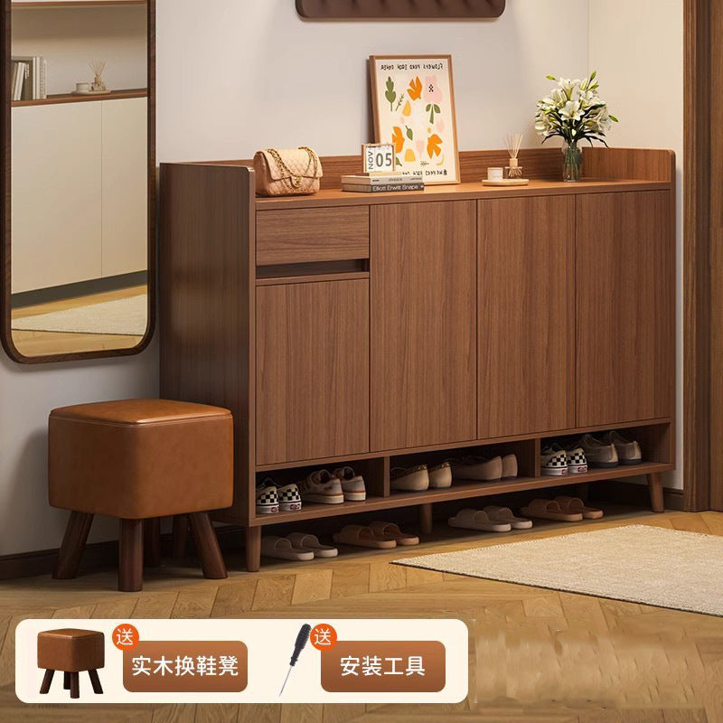 Solid wood core shoe cabinet new 2025 household entrance entrance entrance storage cabinet integrated against the wall indoor storage shelf