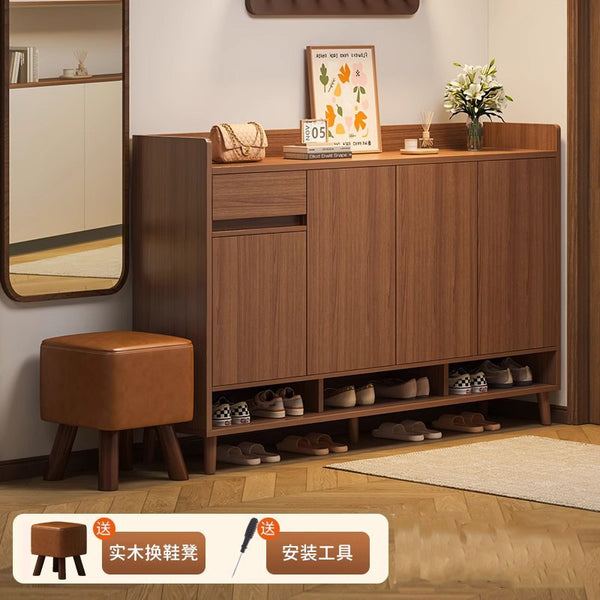 Solid wood core shoe cabinet new 2025 household entrance entrance entrance storage cabinet integrated against the wall indoor storage shelf