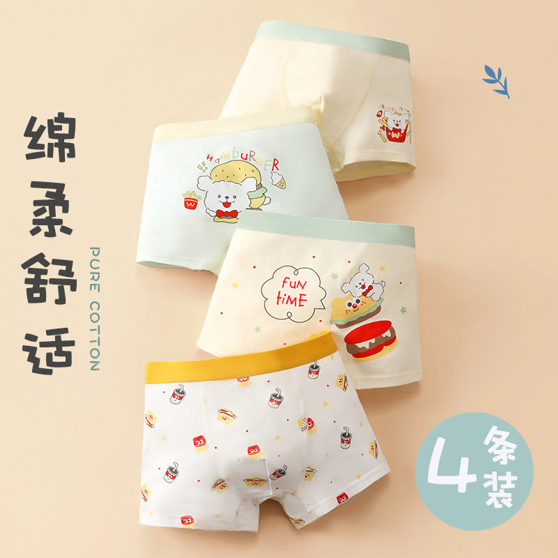 Children's underwear Class A cotton boys' underwear cartoon boxers medium and large children's baby student boxers children's underwear