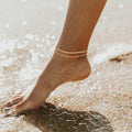 Fashion cross-border freshwater pearl pendant rope chain double layer stacked anklet exquisite foot jewelry freshwater pearl anklet