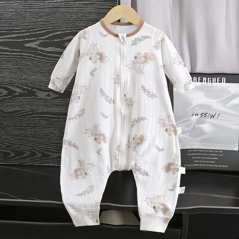 Baby clothes summer thin baby onesie three-quarter sleeve pajamas pure cotton air-conditioning suit split-leg sleeping bag