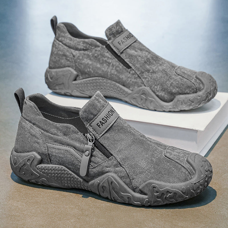 Canvas men's shoes spring breathable old beijing cloth shoes slip-on driving men sports casual trendy shoes student shoes