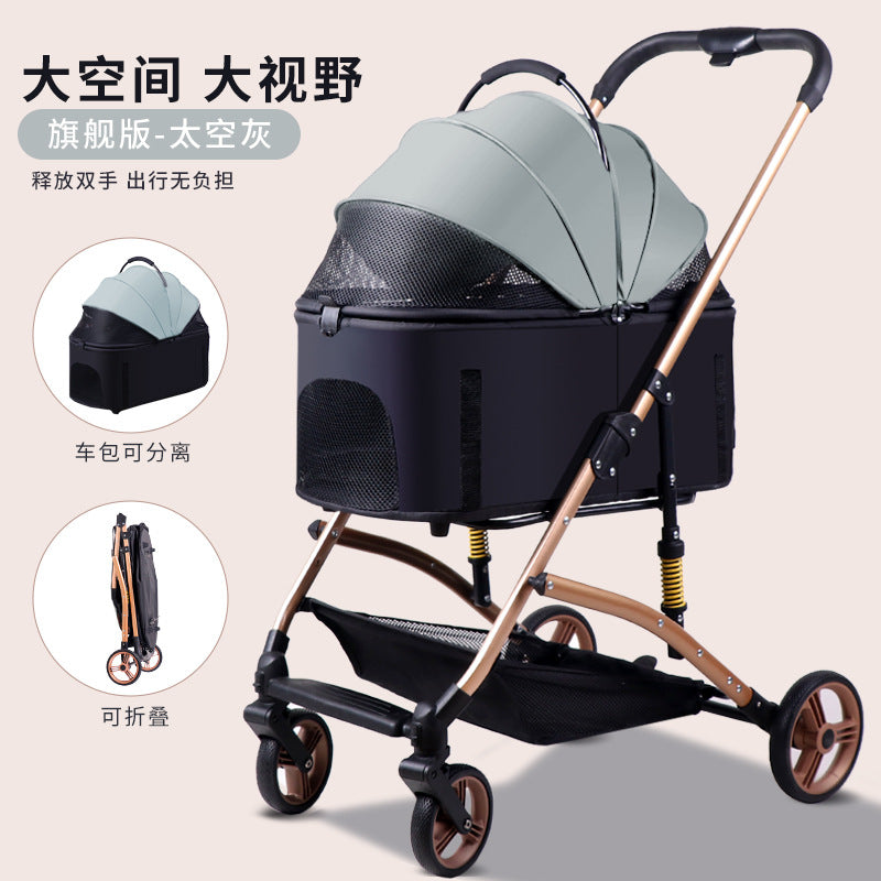 Pet stroller for dogs and cats - portable, foldable, lightweight, and large capacity cat carrier for small to medium breeds