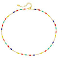 Amazon new arrival: ethnic style necklace - 18k gold plated copper, unique exotic design, mixed color seed bead necklace with premium texture