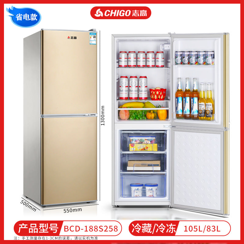 Chigo refrigerator double door refrigeration and freezing dormitory rental room use first class for home small refrigerator two person refrigerator