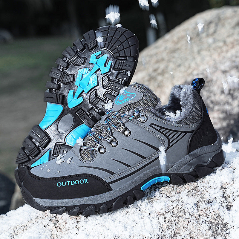 Foreign trade large size men's mountaineering shoes outdoor travel shoes men's low-top lace-up warm hiking sports shoes wholesale
