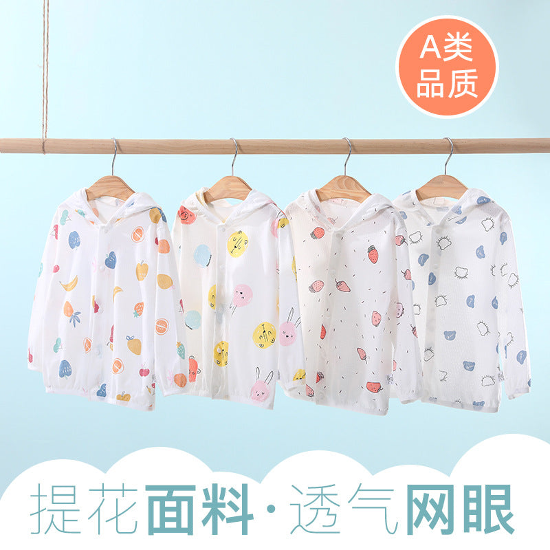 Baby sun protection clothing summer thin breathable pure cotton infant air conditioning shirt boys and girls children's sunscreen outerwear
