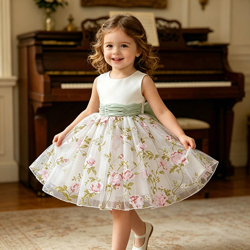 Girls' formal dress vest dress cross-border e-commerce children's princess dress birthday first birthday outfit flower girl dress new  collection
