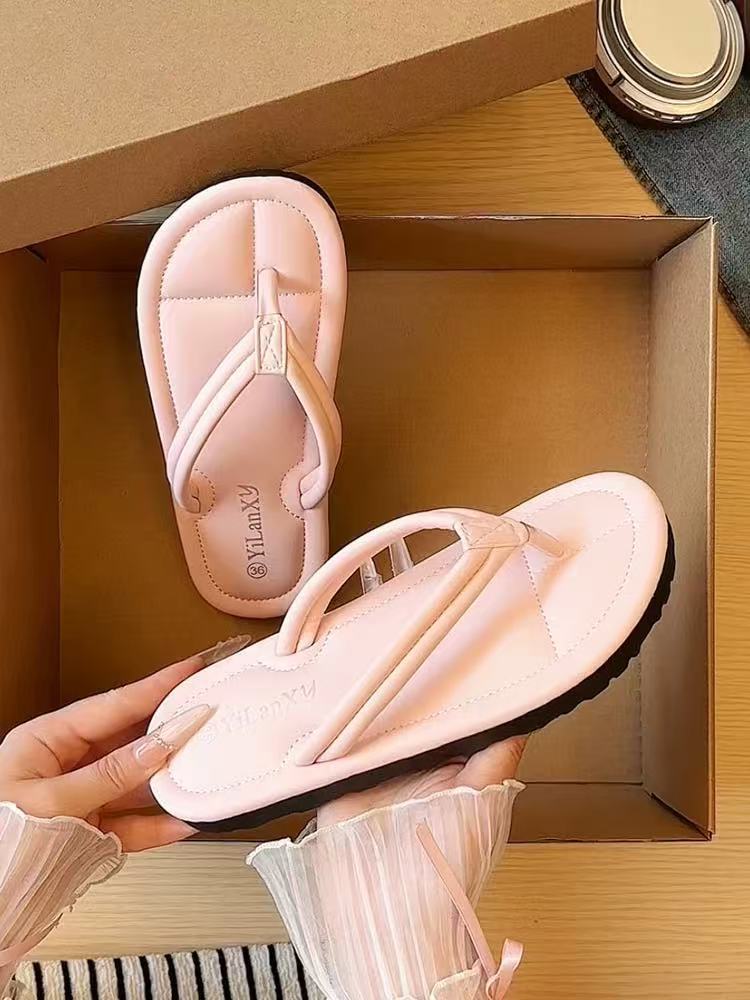 Little fairy cartoon cute shirley rose flip flops women's summer outwear 2025new arrivalsummerthick sole flip flops