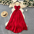 Accessible luxuryfashion suspender dress for women summer sexy backless strap pleated sense of design hot girl long skirt dress