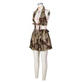 supply sexy european and american clothing camouflage naked back tie backpleated skirtfashionsuit