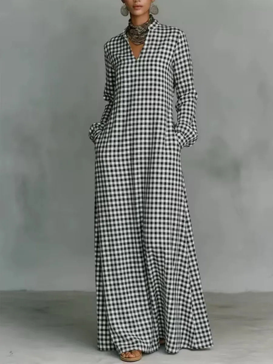 European and american cross-border  independent station y2 fashion women's plaid loose slimming look long knee-length shirt skirt casual
