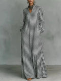 European and american cross-border  independent station y2 fashion women's plaid loose slimming look long knee-length shirt skirt casual