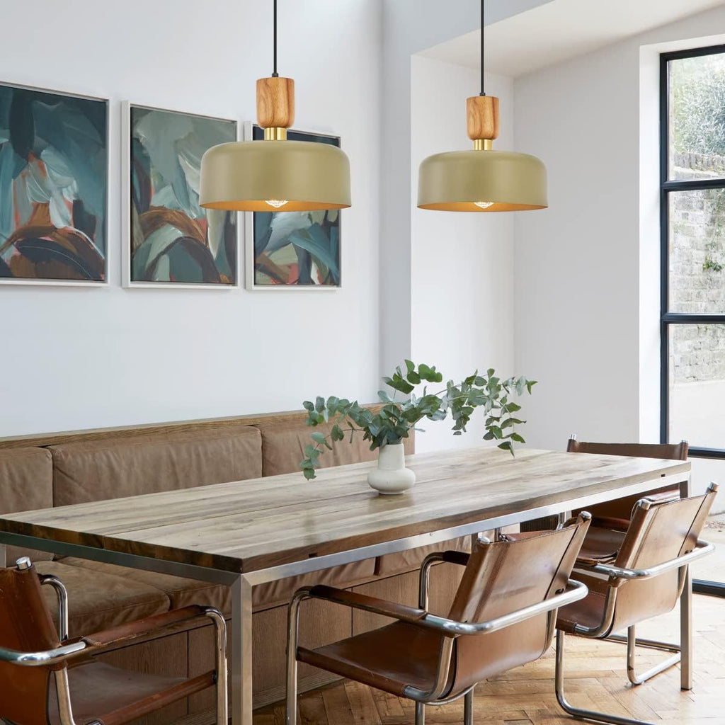 Modern chandelier wood and brass trim adjustable metal chandelier fixture for kitchen dining bar