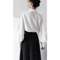 Lantern sleeve white blouse: perfect for commuting, job interviews, and formal workplace settings