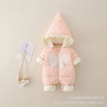 Newborn baby winter clothes: thickened romper for baby girls, perfect for outdoor wear, full month celebration, warm cotton-padded jumpsuit, newborn winter outfit