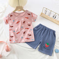 summer kids' short-sleeve set: toddler & children's pure cotton denim casual short-sleeve & shorts two-piece outfit - dropshipping available