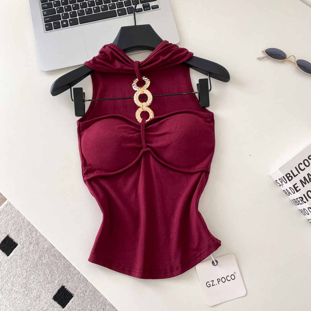 Sexy ring detail cami top - women's summer outerwear, slim fit, commute style, sleeveless top - new  inner layer