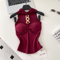 Sexy ring detail cami top - women's summer outerwear, slim fit, commute style, sleeveless top - new  inner layer