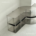 Bauhaus minimalist stainless steel side table coffee table floor-standing multi-tier storage rack metal style display shelf organizer