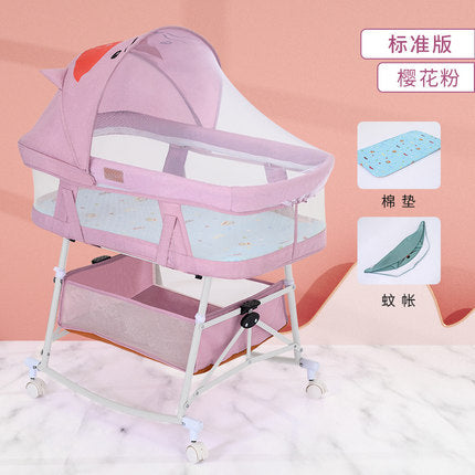 Baby crib newborn bed splicing large bed baby rocking bed bb children's bed cradle bed multifunctional movable foldable