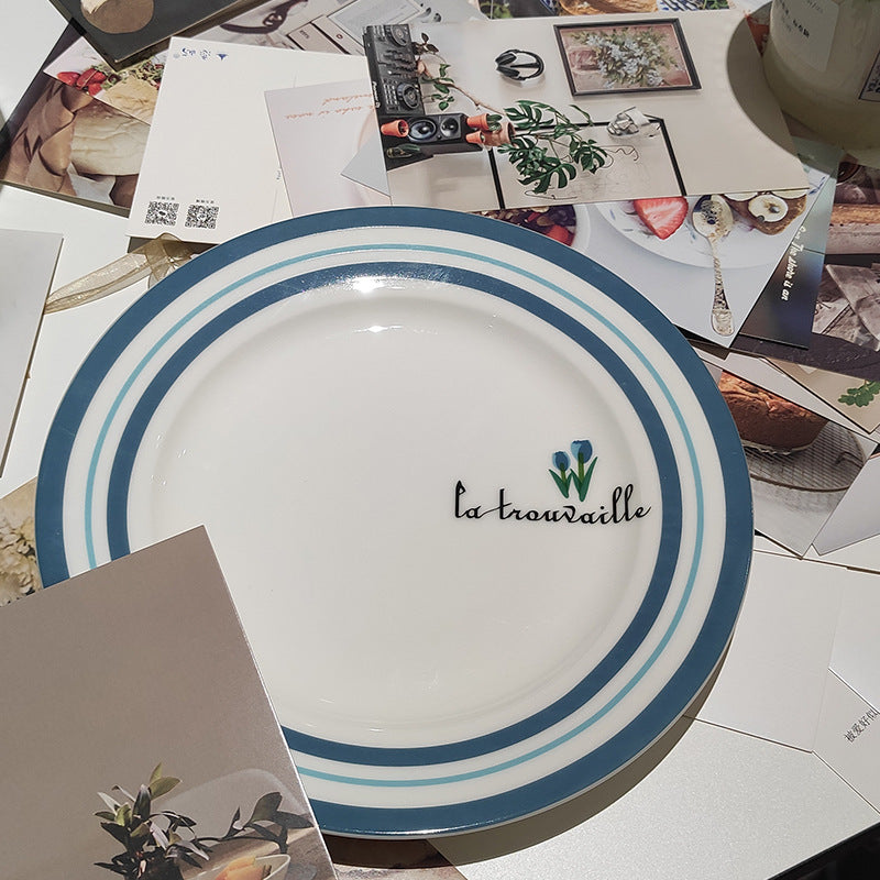 Minimalist nordic style 8inch western dinner plate ceramic tableware - high-value creative home artistic serving dish