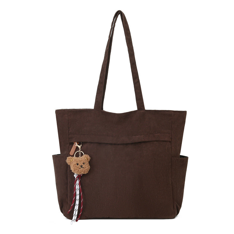 Corduroy large capacity women's bag new arrivalfashioneasiest for matchsatchel bag work clothing bag casual shoulder bag tote bag