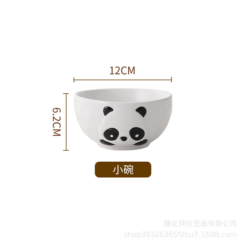 Trendy, instagrammable, high-value creative ceramic bowls, plates, and dishes - whimsical and cute cartoon panda dinnerware set wholesale