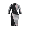 african plus size women's clothing:  &  - elegant v-neck color block houndstooth bodycon dress