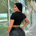Shein sxy series women's crop top t-shirt - summer, sexy, and chic. black, fashionable, casual tee with letter print