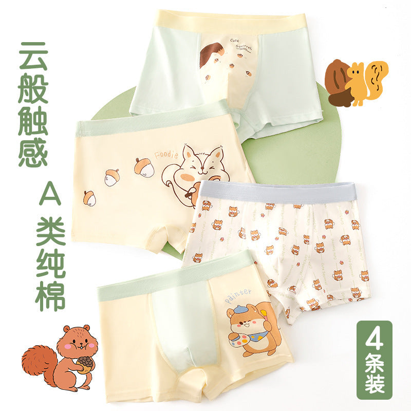 Children's underwear Class A cotton boys' underwear cartoon boxers medium and large children's baby student boxers children's underwear